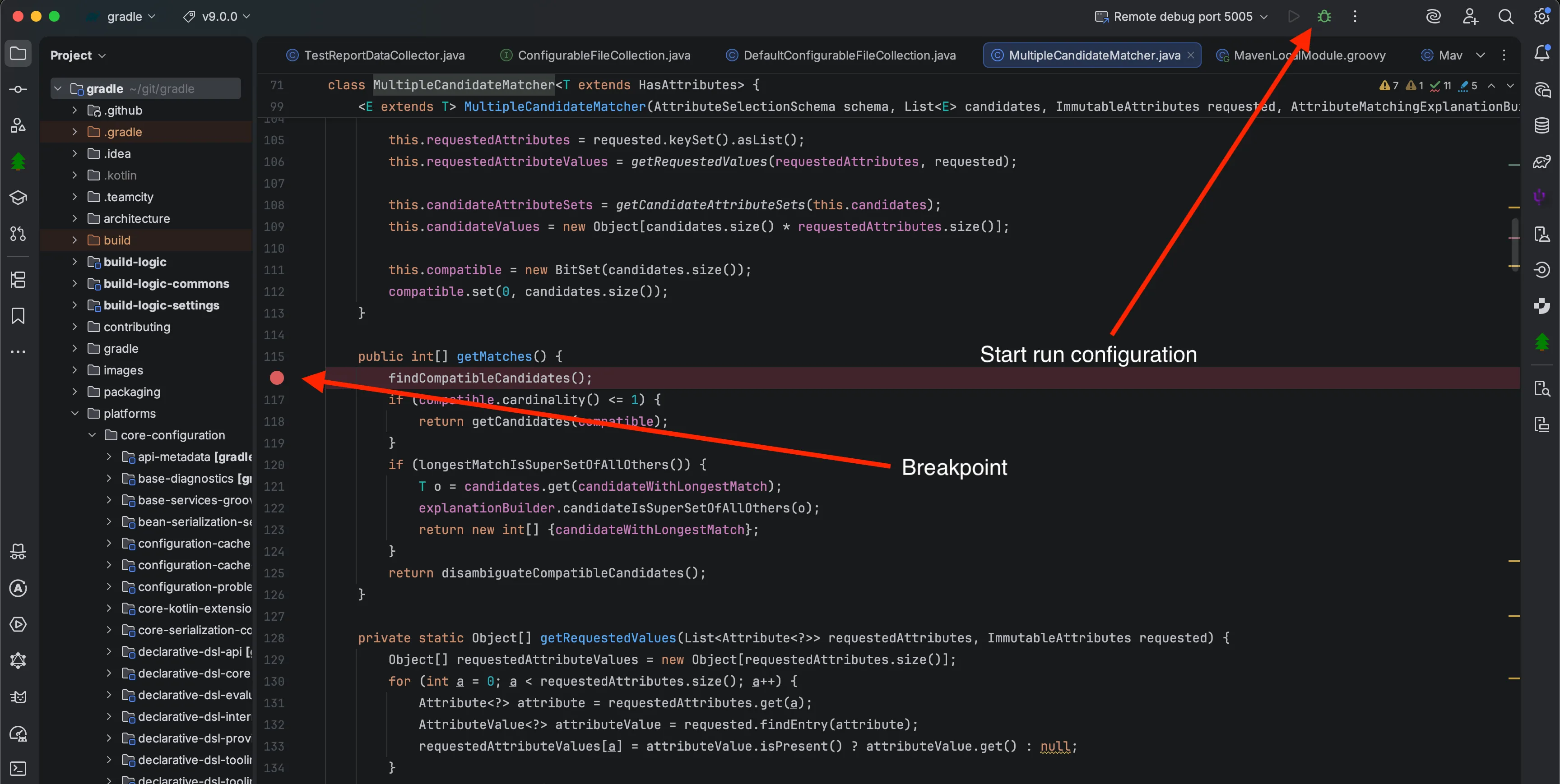 start run configuration